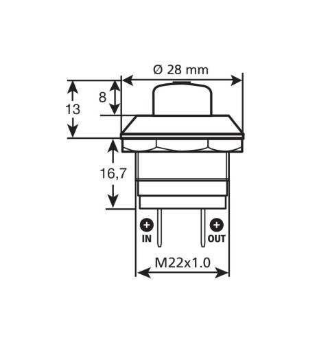 Interruttore a pressione auto 22 2mm 12 24V 10A