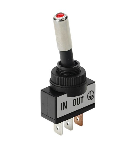 Interruttore a leva auto a 3 contatti spia a led ROSSA 12V 20A