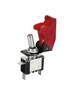 Interruttore a leva con sicura Spia ROSSA auto 12V 20A