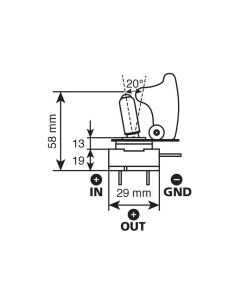 Interruttore a leva con sicura Spia ROSSA auto 12V 20A 2