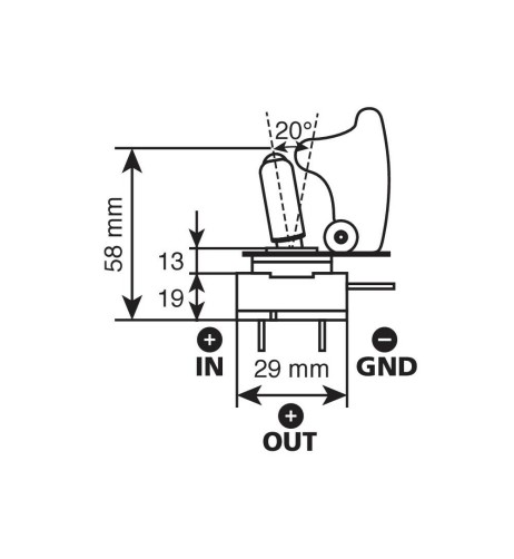 Interruttore a leva con sicura Spia ROSSA auto 12V 20A