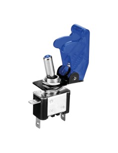 Interruttore a leva con sicura Spia BLU auto 12V 20A