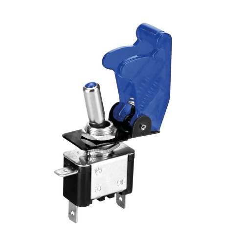 Interruttore a leva con sicura Spia BLU auto 12V 20A