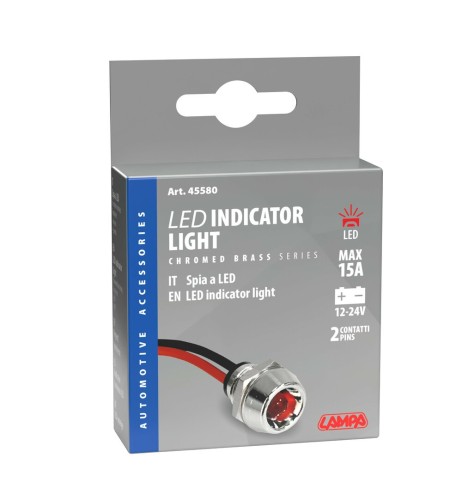 Spia a LED 12V moto scooter auto colore ROSSO foro 11 2mm