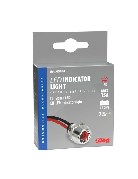 Spia a LED 12V moto scooter auto colore ROSSO foro 11 2mm