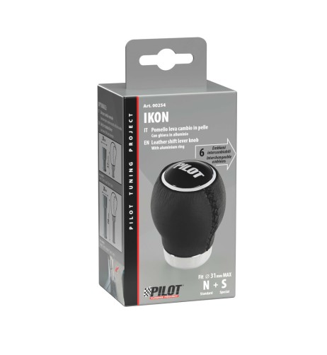 Pomello cambio universale Ikon pelle nera anche per innesto a siringa