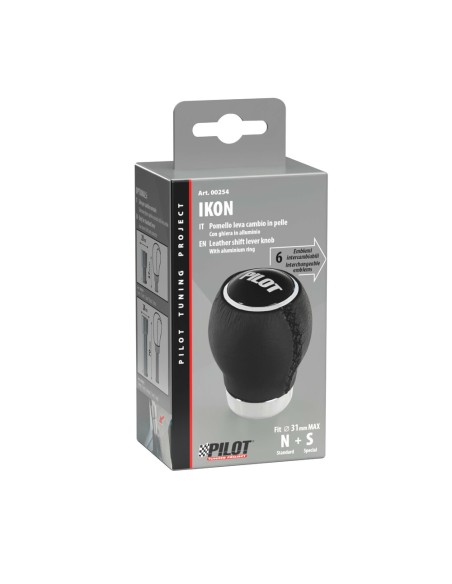 Pomello cambio universale Ikon pelle nera anche per innesto a siringa