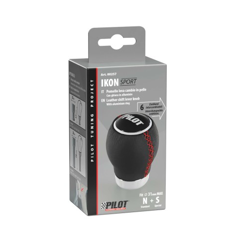 Pomello cambio universale Ikon sport pelle nera anche per innesto a siringa