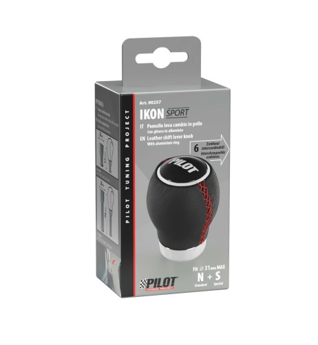 Pomello cambio universale Ikon sport pelle nera anche per innesto a siringa