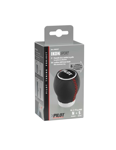 Pomello cambio universale Ikon sport pelle nera anche per innesto a siringa