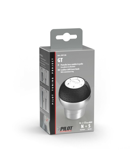 Pomello cambio lega alluminio e pelle GT nero