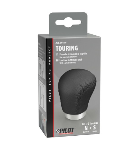 Pomello cambio lega alluminio e pelle nero