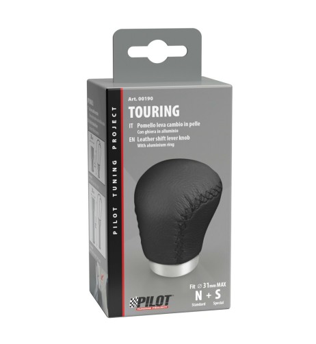 Pomello cambio lega alluminio e pelle nero