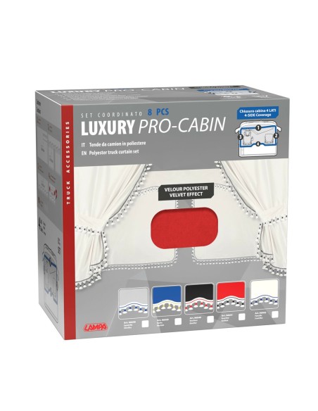 Set tende in poliestere per camion Luxury Pro Cabin Rosso Nero