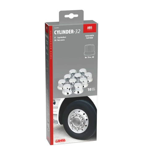 Set 10 copribulloni camion cromati in ABS diametro 32mm 97654