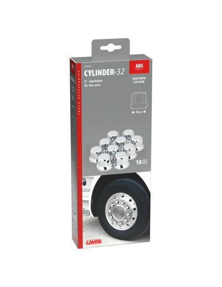 Set 10 copribulloni camion cromati in ABS diametro 32mm 97654