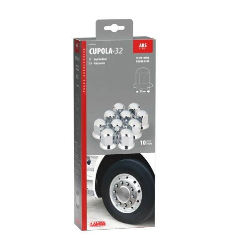 Set 10 copribulloni camion cromati in ABS diametro 32mm 97652