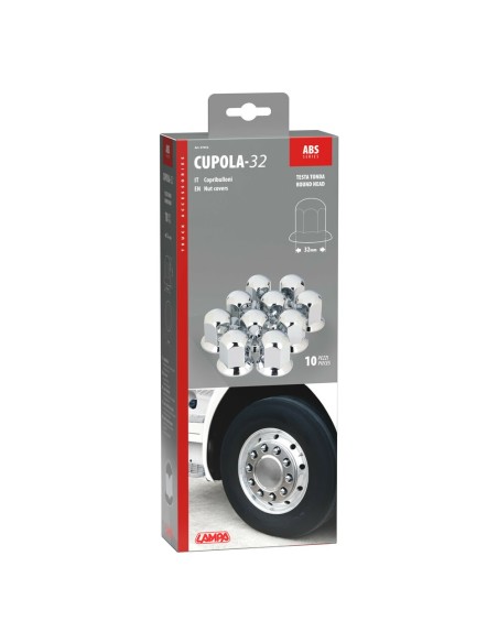 Set 10 copribulloni camion cromati in ABS diametro 32mm 97652
