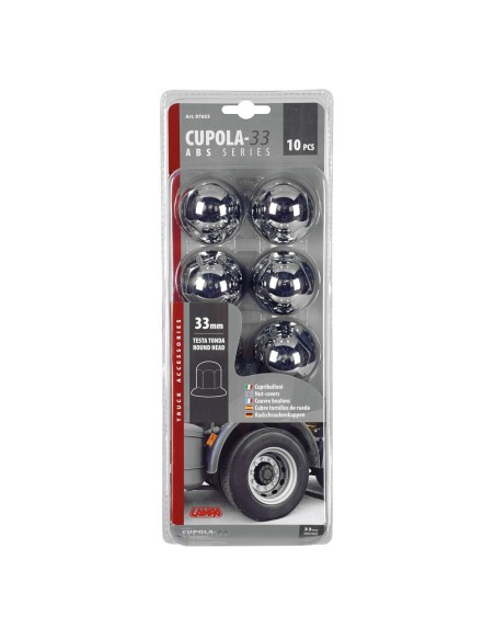 Set 10 copribulloni camion cromati in ABS diametro 33mm 97653