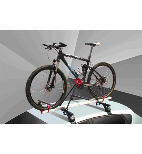 Portabici da tetto per barre portatutto telai maggiorati MTB in alluminio