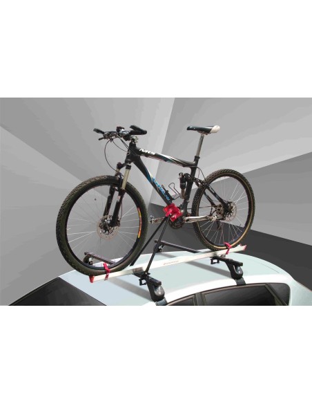 Portabici da tetto per barre portatutto telai maggiorati MTB in alluminio
