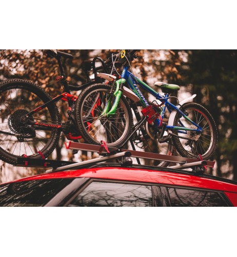 Portabici da tetto per barre portatutto telai maggiorati MTB in alluminio