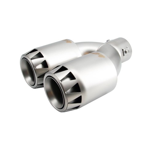 Terminale scarico universale inox satinato rotondo doppio 39 63mm TRX 123