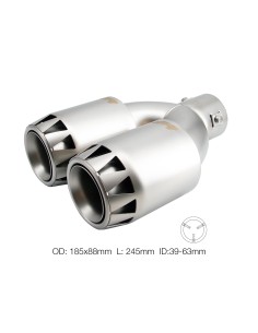 Terminale scarico universale inox satinato rotondo doppio 39 63mm TRX 123 2