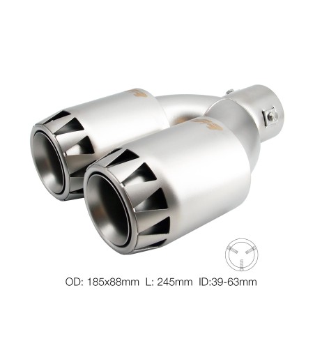 Terminale scarico universale inox satinato rotondo doppio 39 63mm TRX 123