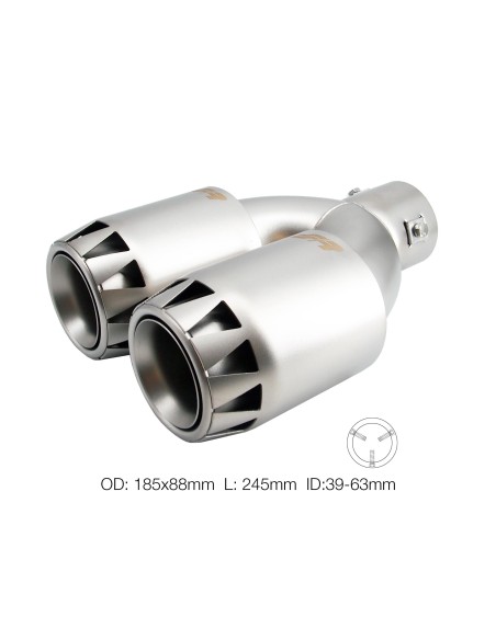 Terminale scarico universale inox satinato rotondo doppio 39 63mm TRX 123