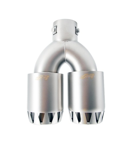 Terminale scarico universale inox satinato rotondo doppio 39 63mm TRX 123