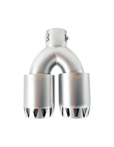 Terminale scarico universale inox satinato rotondo doppio 39 63mm TRX 123