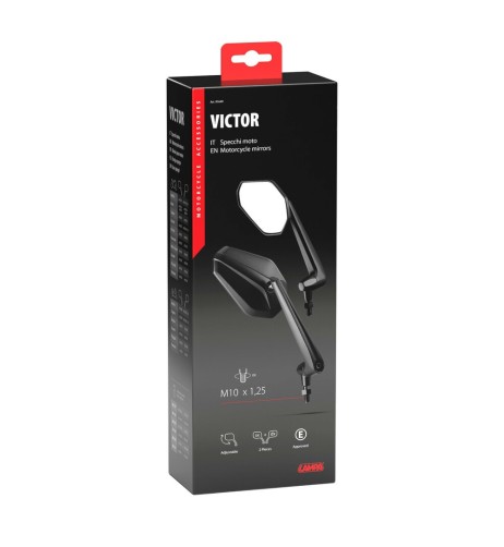 Coppia di specchietti Victor moto Filettatura destra M10x1 25