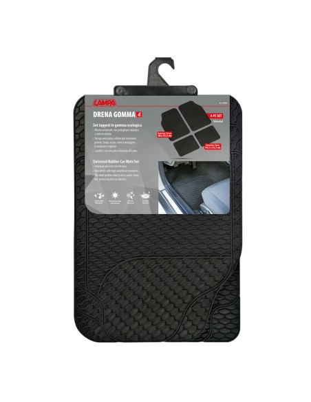 Kit 4 pezzi tappetini auto in gomma universali Drena