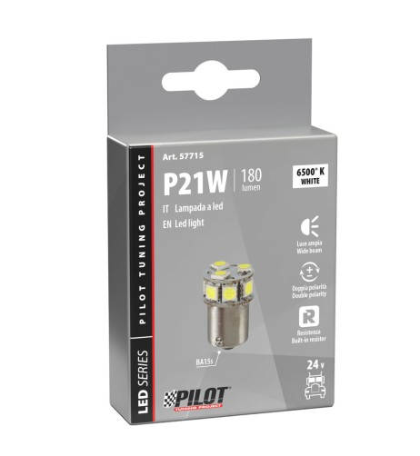 Lampadina Led 24 32V BA15s P21W 10 LED 180lm bianco