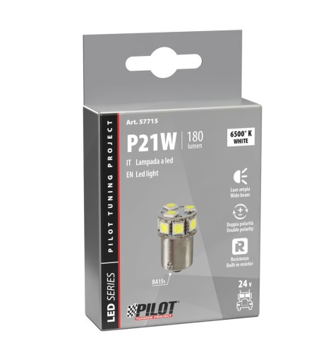 Lampadina Led 24 32V BA15s P21W 10 LED 180lm bianco