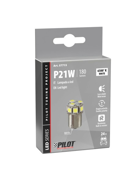 Lampadina Led 24 32V BA15s P21W 10 LED 180lm bianco