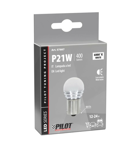 Lampadina auto BA15s P21W 1 mega Led COB 10 30V Bianco
