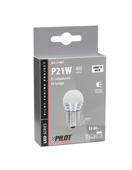 Lampadina auto BA15s P21W 1 mega Led COB 10 30V Bianco