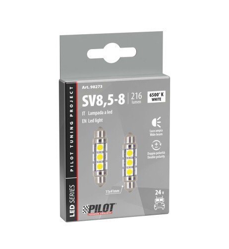 Coppia lampadine camion siluro SV8 5 8 con 12 mega Led 24V