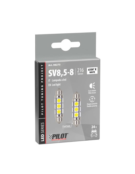 Coppia lampadine camion siluro SV8 5 8 con 12 mega Led 24V