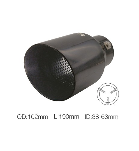 Terminale scarico universale inox nero singolo 38 63mm TRX 106N