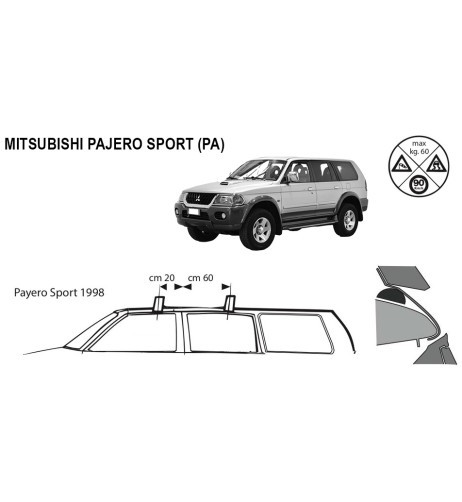 Kit barre portatutto LP49 per Mitsubishi Pajero Sport 1998 2008