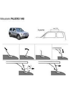 Kit barre portatutto portapacchi Mitsubishi Pajero 2000 2006 c predisposizi 2