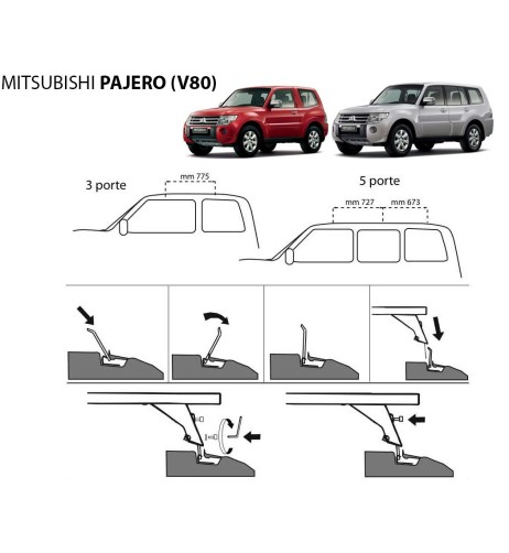 Kit barre portatutto portapacchi Mitsubishi Pajero dal 2006 c predisposizio