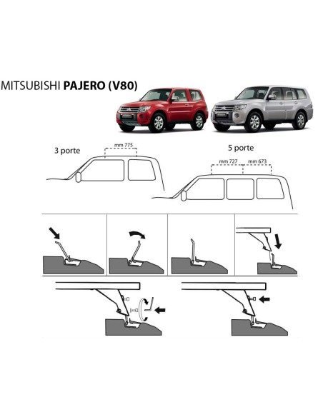 Kit barre portatutto portapacchi Mitsubishi Pajero dal 2006 c predisposizio