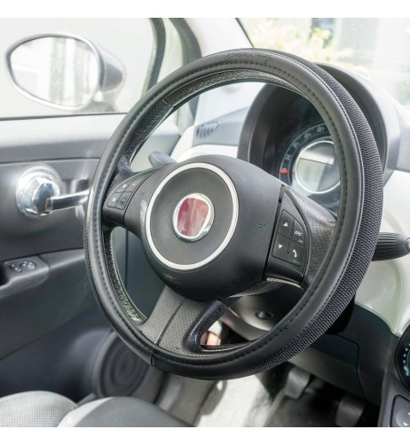 Coprivolante auto diametro 37 39cm Simoni Racing Fiat 500 Black Cotton