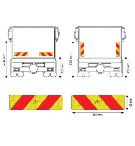 2 pannelli riflettenti RF alluminio x autocarro fino a 3500Kg omologati 2 0