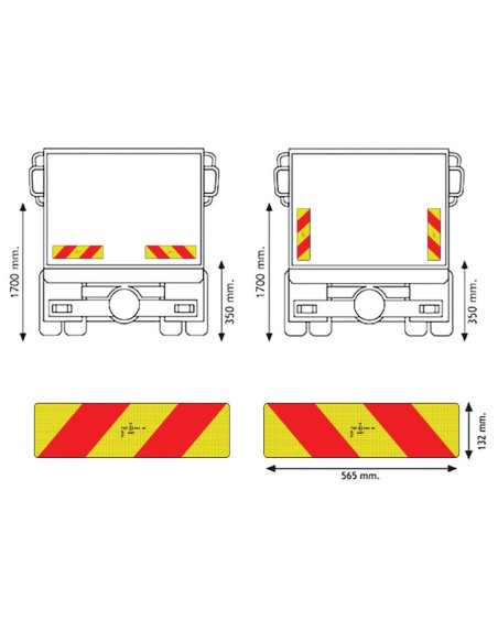 2 pannelli riflettenti RF alluminio x autocarro fino a 3500Kg omologati 2 0
