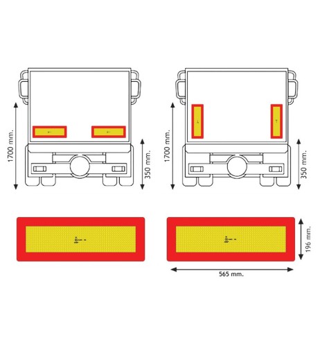 2 pannelli riflettenti RF alluminio x rimorchio fino a 3500Kg omologati 2 0